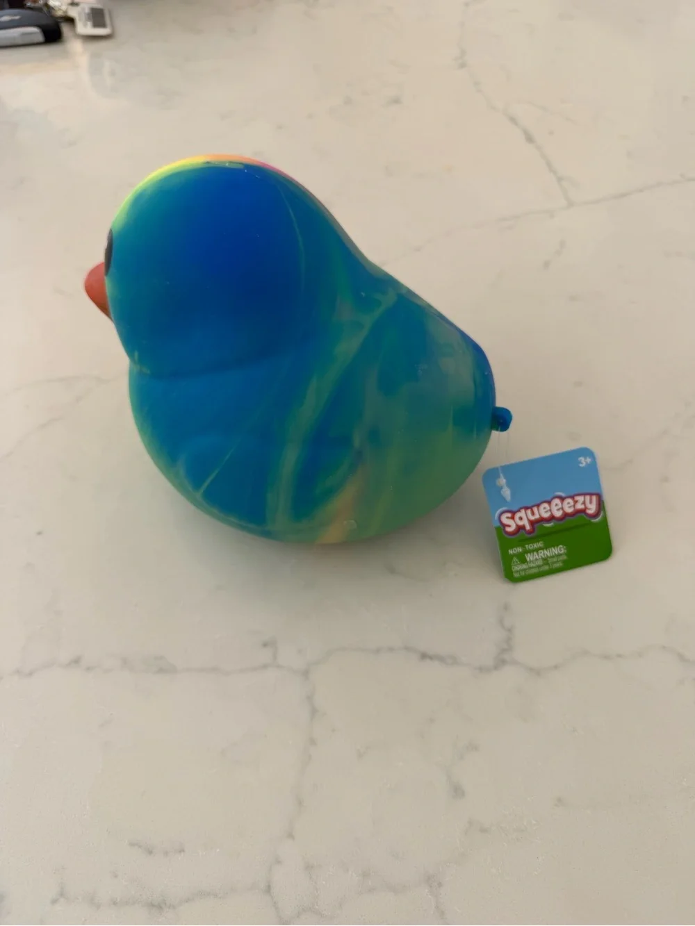 NWT Squeezy Rainbow Rubber Duck Bird Toy